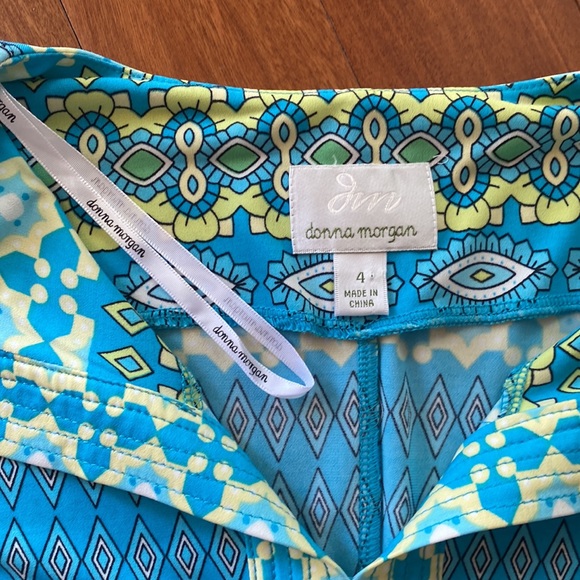 Donna Morgan Blue Green Yellow Retro Stretch Geometric Shift Dress - Sz 4 - Picture 8 of 14